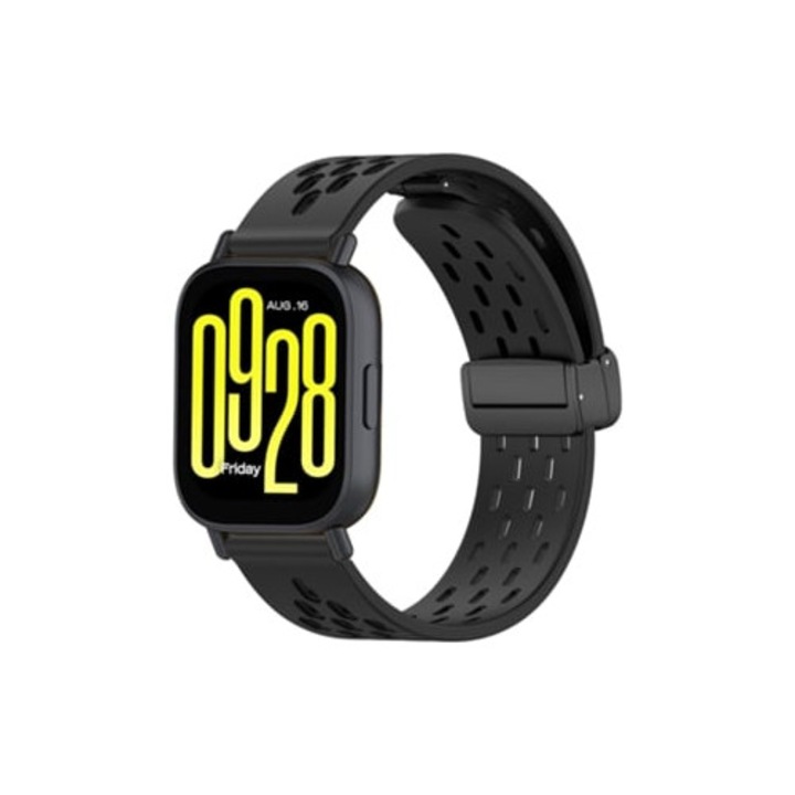 Mágneses szilikon szíj okosórához Xiaomi Redmi Watch 5 Active/Watch 5 Lite 22mm, fekete