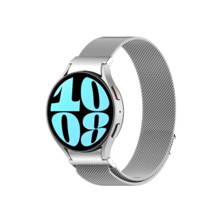 Bratara smartwatch pentru Samsung Galaxy Watch 6, stil Milan, metal magnetic, argintie