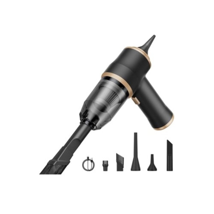 Aspirator auto GERTIZ 120W putere mare, 5300pa aspiratie, portabil, negru