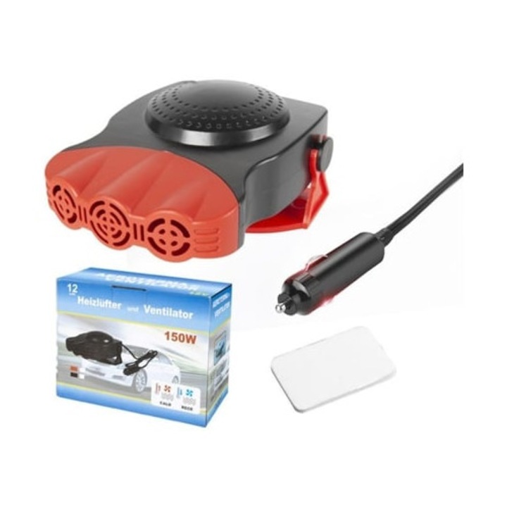Hordozható autó fűtés 12V 150W, szélvédő páramentesítő, piros