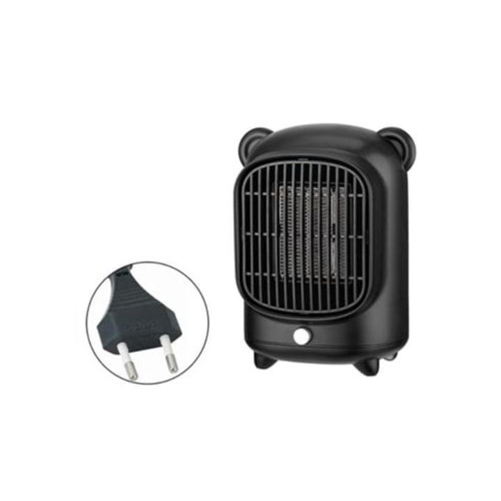 500W GERTIZ hordozható hősugárzó, fekete, irodai és nappali használatra