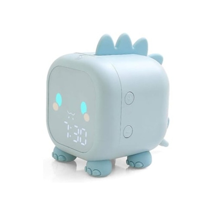 Ceas desteptator pentru copii, dinosaur, albastru, digital
