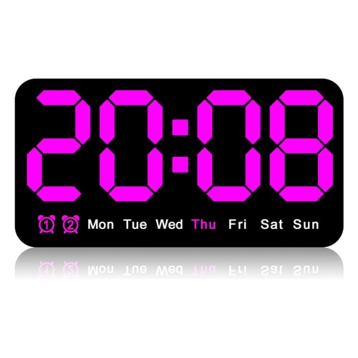 Gertiz dekoratív óra, digitális falióra, 9.5 hüvelyk, rózsaszín