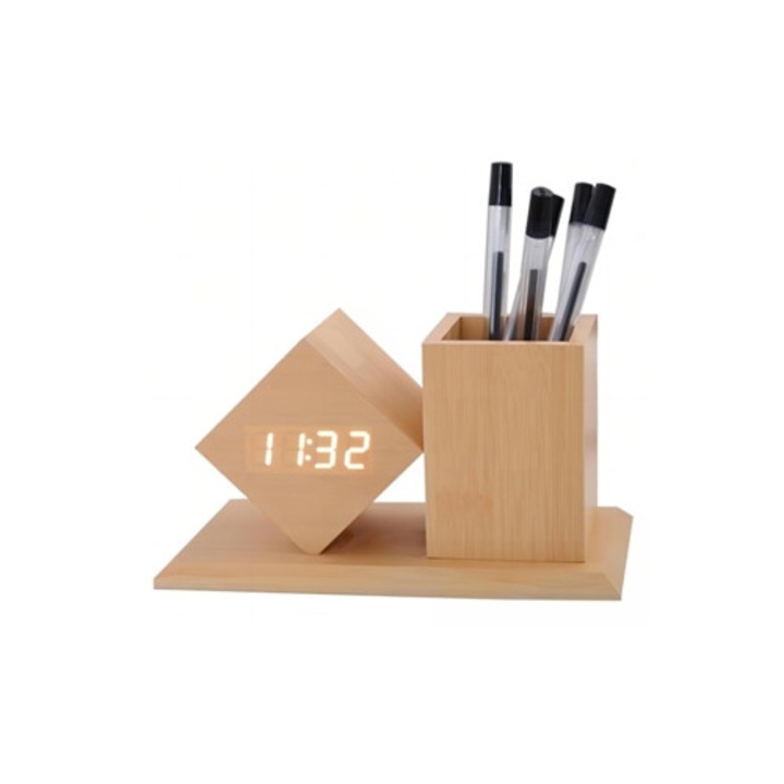 Gertiz dekoratív óra digitális LED ébresztővel, hőmérséklet kijelzővel és naptárral, többszínű