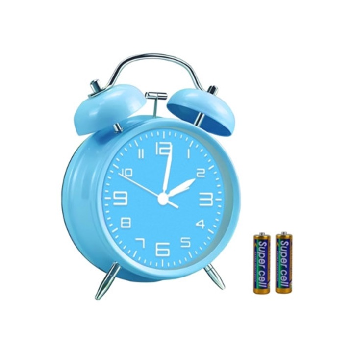 Gertiz dekoratív óra, analóg ébresztőóra, 4 hüvelykes, kék éjszakai fény