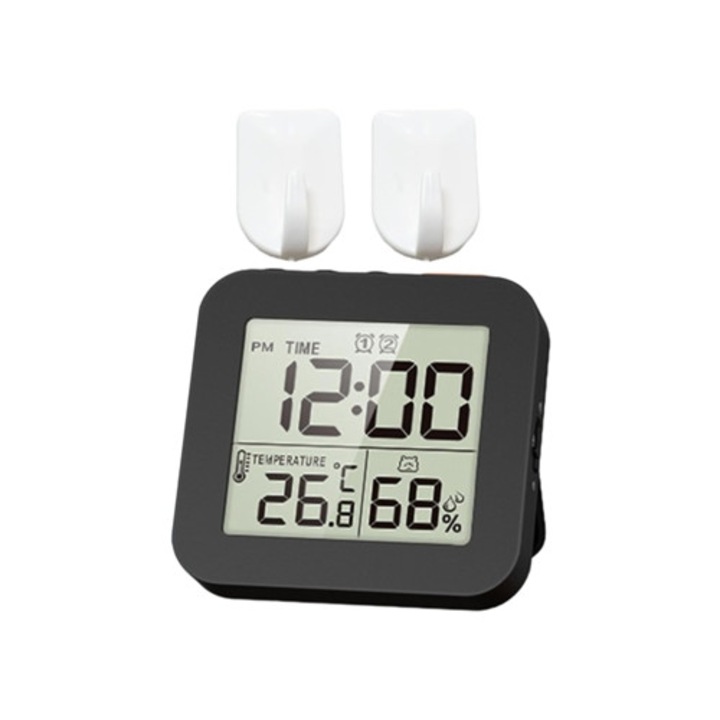 Gertiz dekoratív óra ébresztővel, LCD kijelzővel, hőmérséklet kijelzéssel, fekete