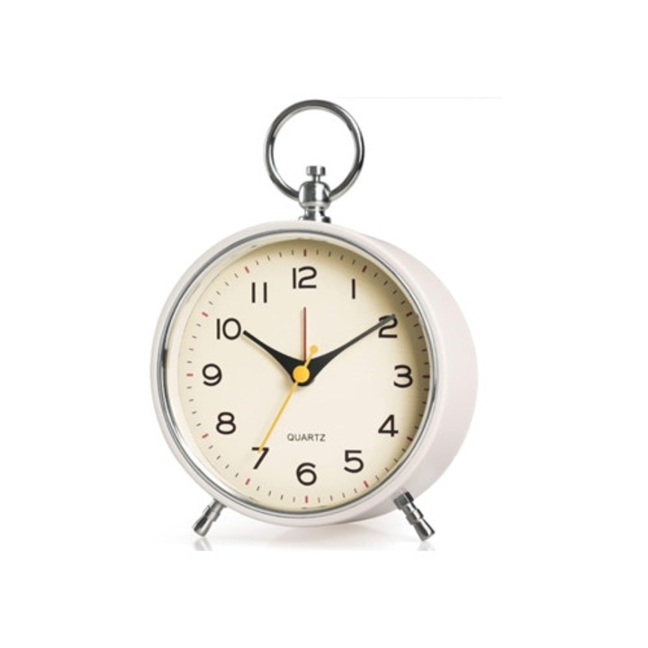 Retro fém dekor óra ébresztővel, fehér fény, 30x30cm