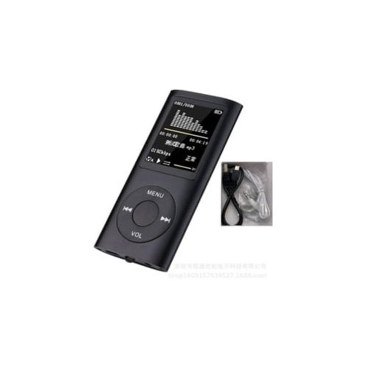 MP3 плейър GERTIZ, цифрово FM радио, LCD екран, черен