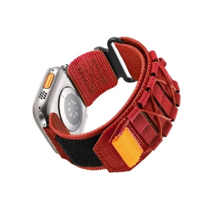 Curea nylon militara pentru Apple Watch Series 4, 40mm, rosie