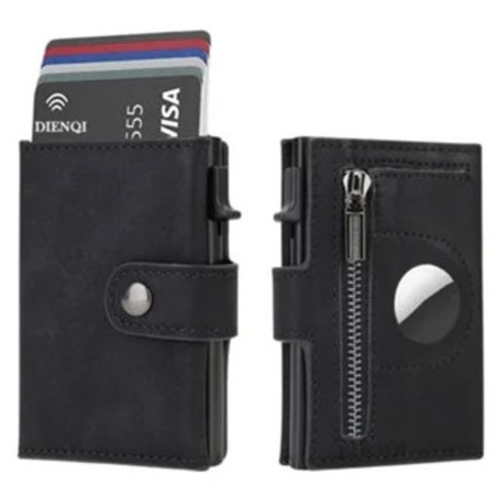 Portofel barbati cu rastreador global, protectie RFID, 10x7cm, multicolor