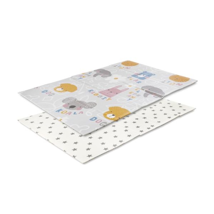 Covoras de joaca termic pentru copii, Lorelli, din spuma XPE, design cu doua fete, pliabil, impermeabil, potrivit si pentru exterior, 120 x 180 cm, Buddies & Stars