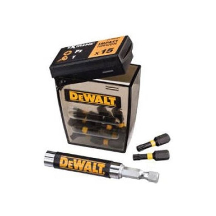 Комплект от 16 части накрайници за ударна отвертка DEWALT, различни размери