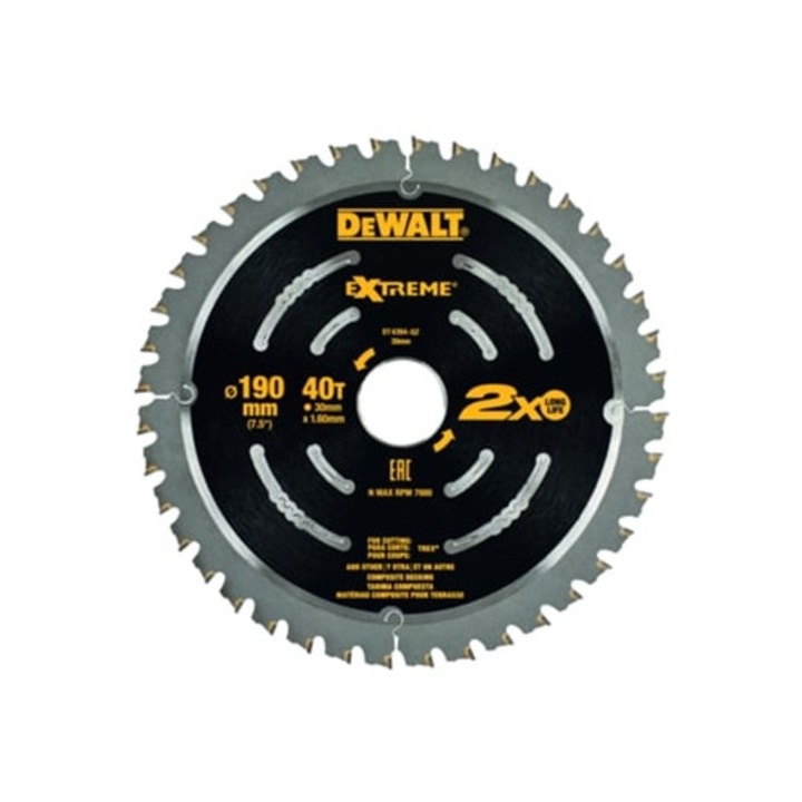 Disc de feronerie circular Dewalt Dt4394-Qz, 190mm, pentru pardoseli compozite