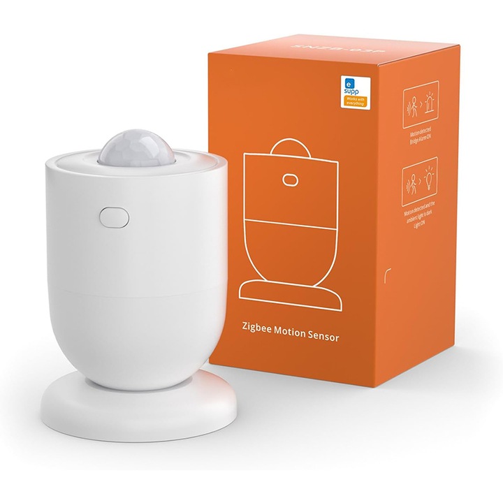 Датчик за движение, Rqiurpn, Zigbee 3.0 безжичен, автономност 3 години, бял