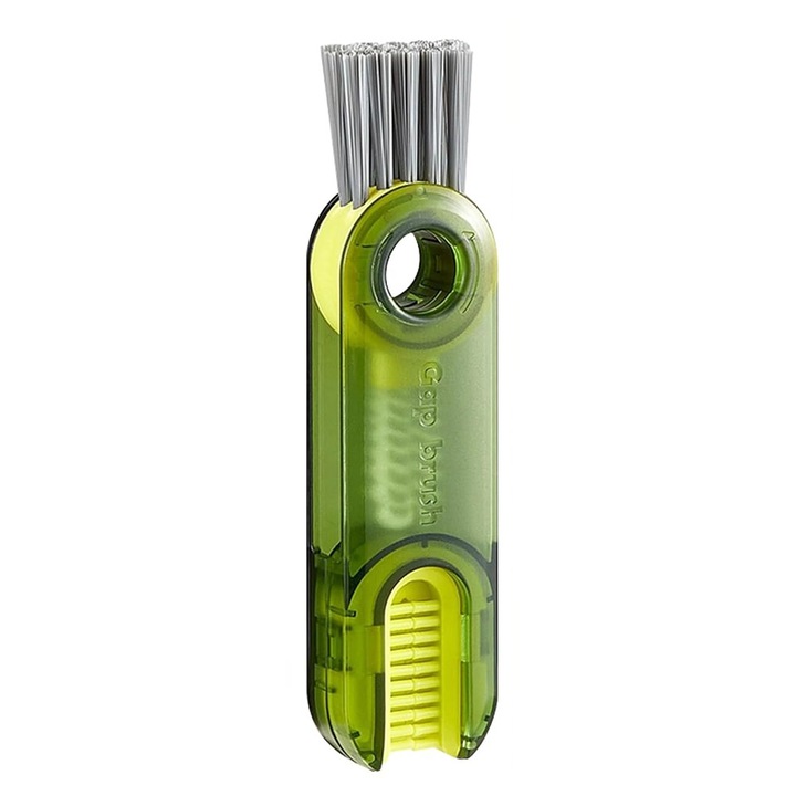Perie pentru curatarea sticlelor, 3 in 1 Multifunctionala, Curatare spatii inguste, 13.9x2.5CM, Verde