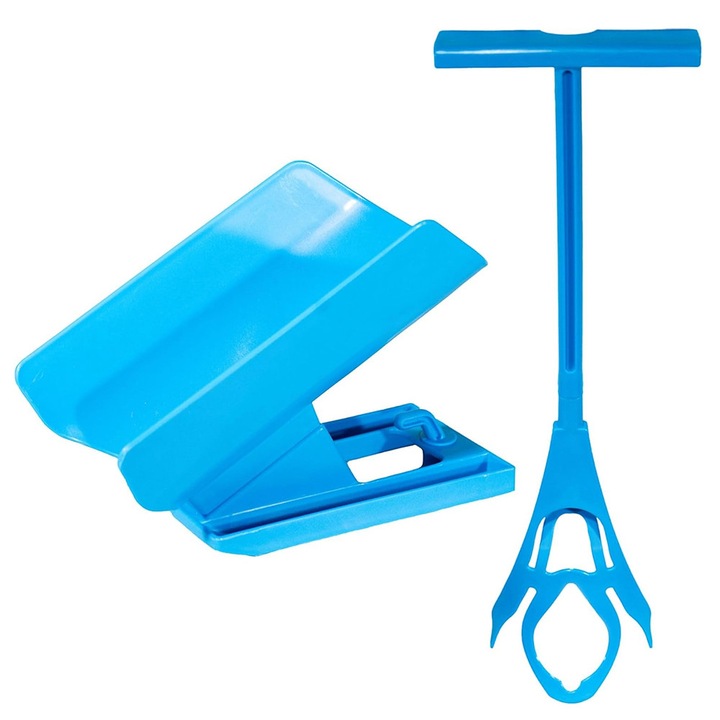 Dispozitiv pentru incaltat sosete, cu maner, usor de pus si de scos, pentru sarcina, varstnici si leziuni, albastru