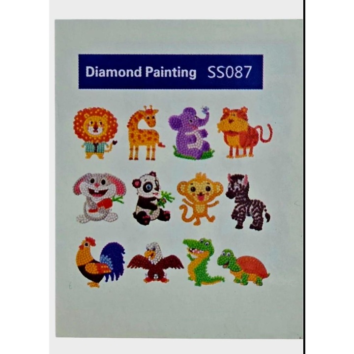 Set creativ Piccolino abtibilduri cu diamante animale, 9 abtibilduri, ustensile, pentru fete, 5 ani