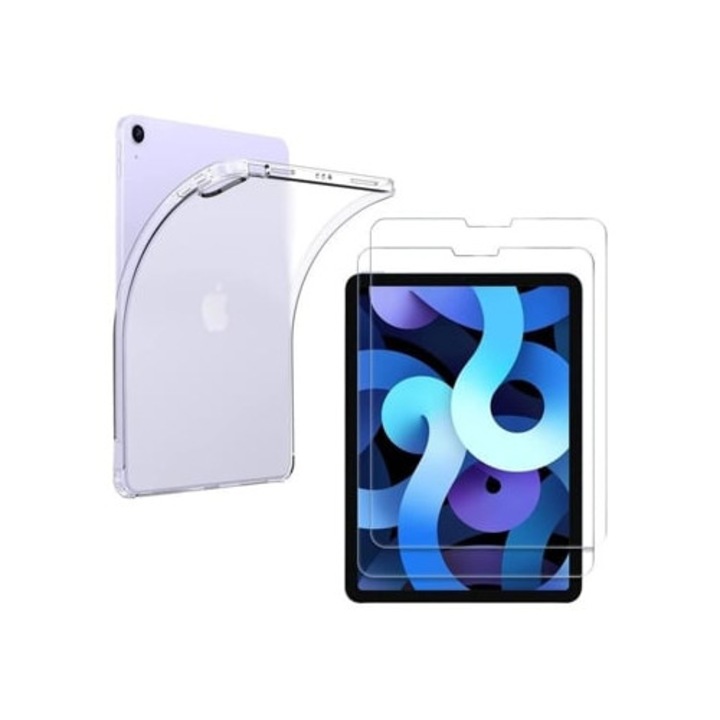 Tabletta védőfólia, Coque 2, edzett üveg, átlátszó, ütésálló, Ipad Air 5, Ipad Air 4-hez