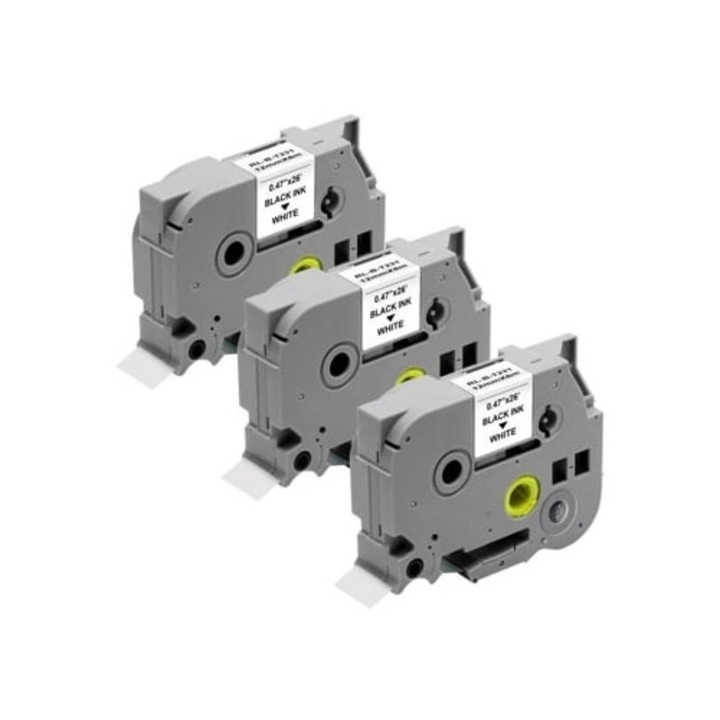 Set de 3 benzi etichete albe 12mm x 8m