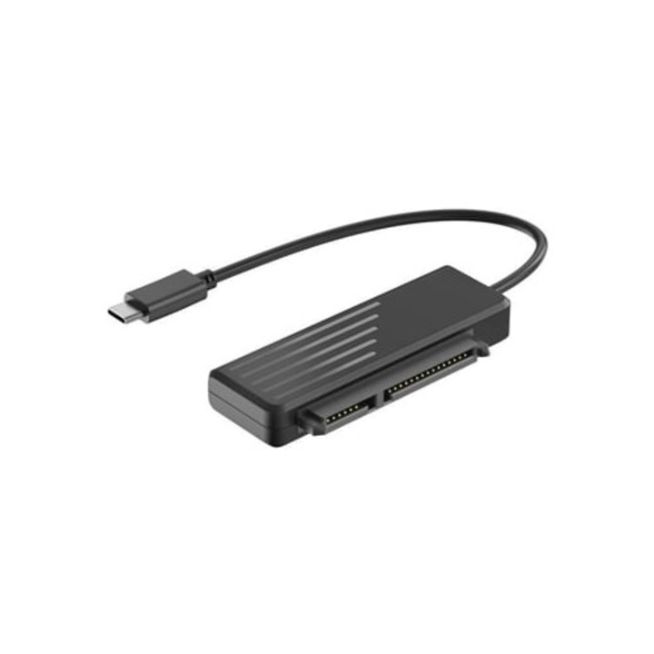 USB C - SATA 2.5 HDD/SSD kábel, Plug & Play, kompatibilis Windows/Mac/Linux, fekete
