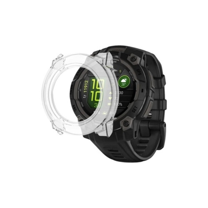 Carcasa transparenta de protectie pentru Garmin Instinct 3 45mm, set cu sticla securizata Phonillico