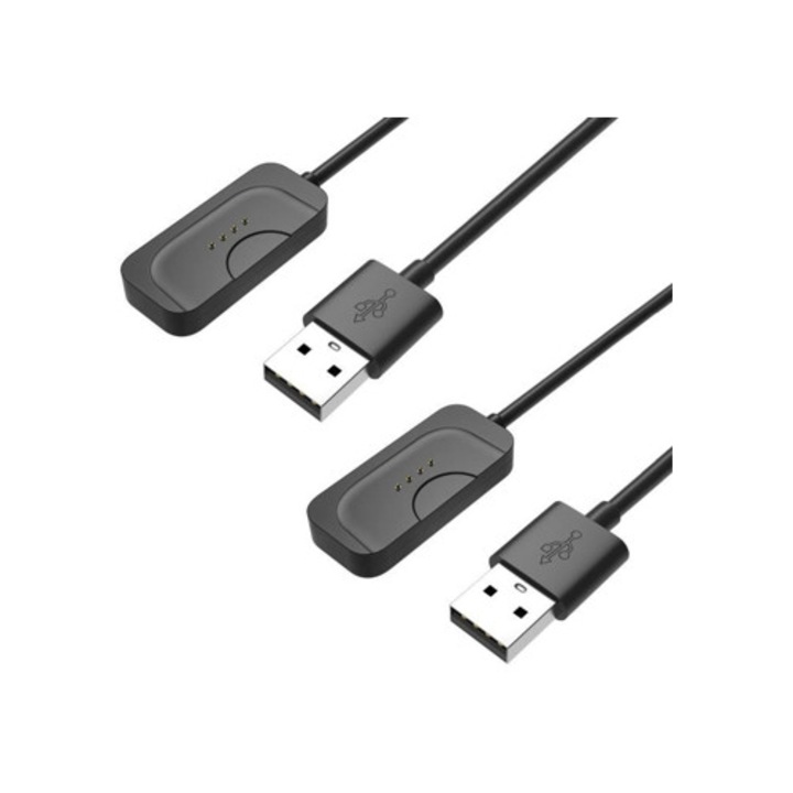 Incarcator Phonillico pentru Oppo Watch 3/3 Pro/2/1, set de 2 cabluri USB, 1m, negru