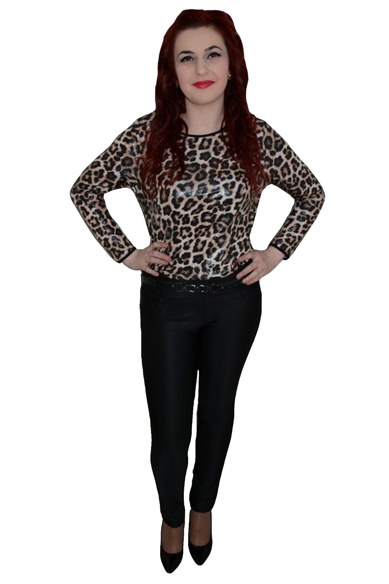 Pantaloni chic, material usor elastic , D&J Exclusive, Negru