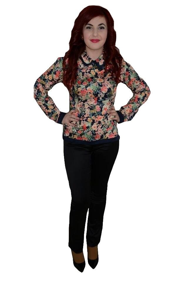 Pantaloni trendy, design abstract atasat , D&J Exclusive, Albastru marin, 42