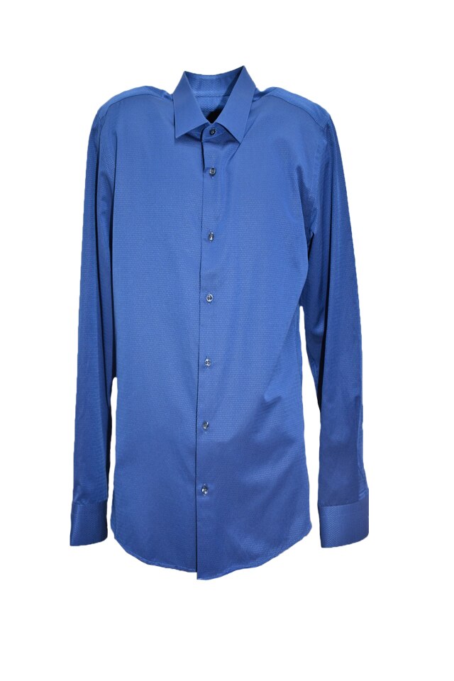 Camasa slim pentru barbati, cu imprimeu discret , D&J Exclusive, Albastru