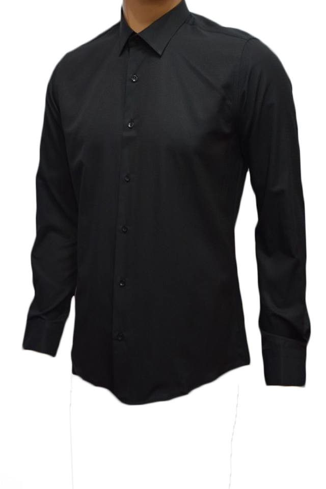 Camasa slim pentru barbati, cu imprimeu discret , D&J Exclusive, Negru