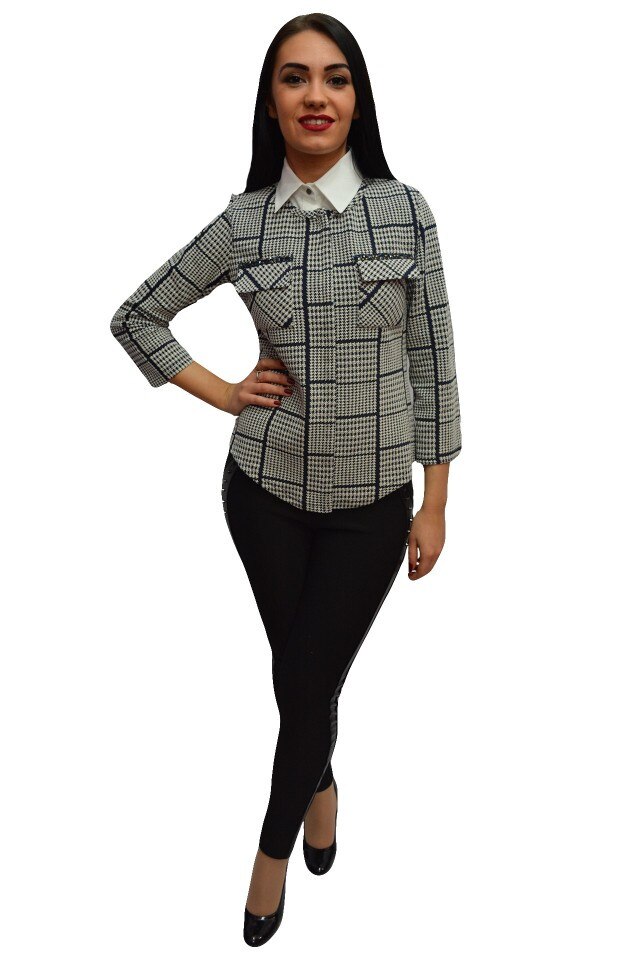 Camasa rafinata cu design de carouri, D&J Exclusive, Bleumarin/Ab