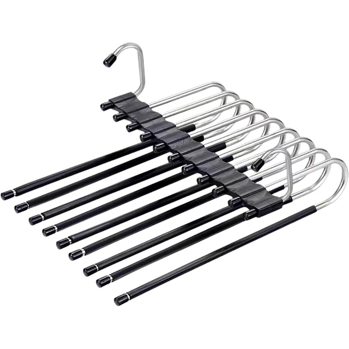 2 Bucati Umerase Pentru Pantaloni, Umerase Antiderapante, Multistrat, Economisitoare De Spatiu - Suport Multifunctional Pentru Haine, Pentru Depozitarea In Dulap - Ideal Pentru Blugi, Pantaloni, Fuste, Esarfe Si Pantaloni