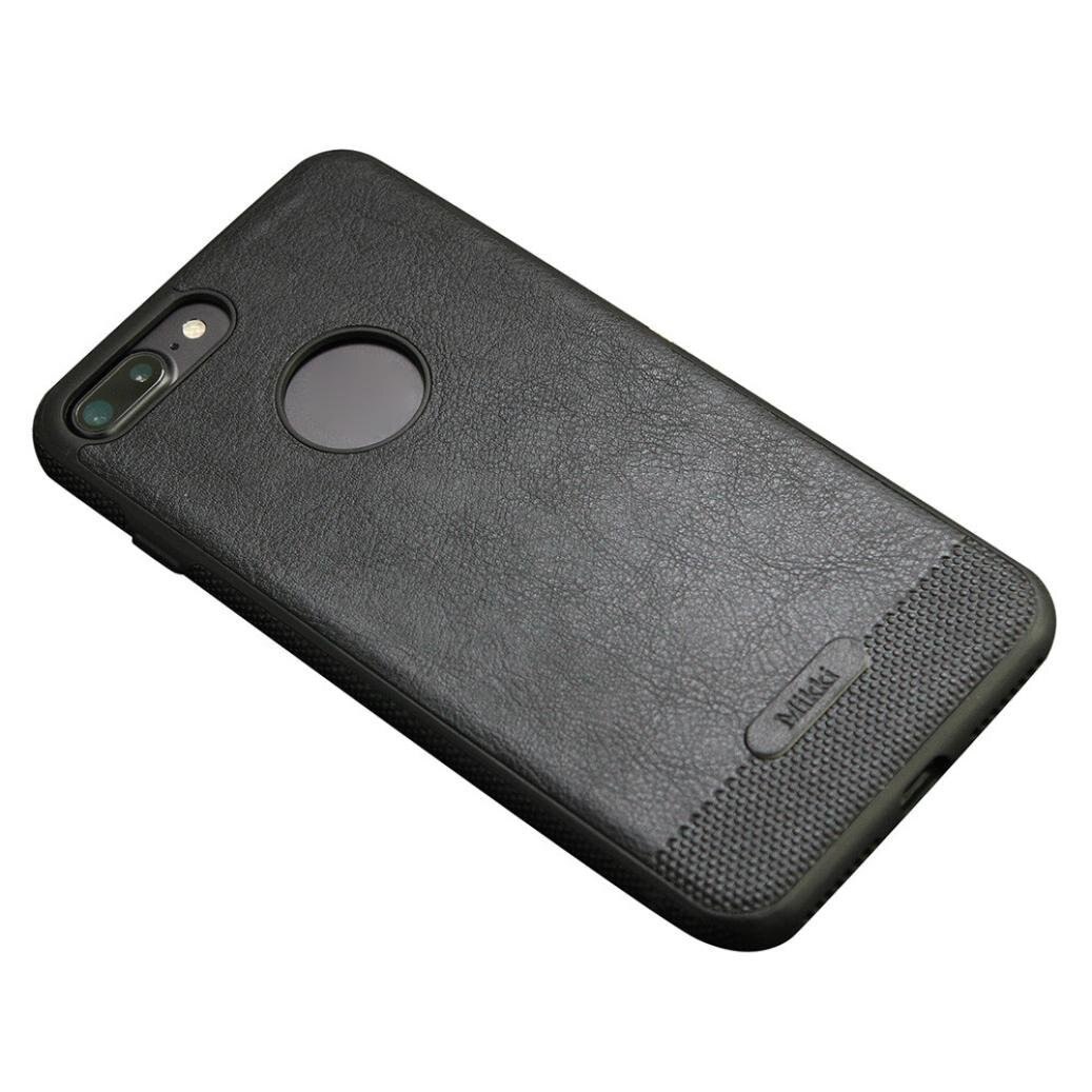 Husa iPhone 8 PLUS / iPhone 7 PLUS, Leather, Negru