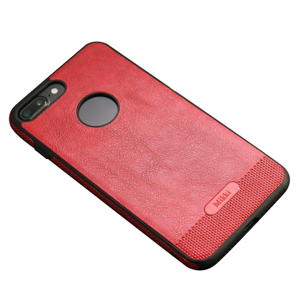 Husa iPhone 8 PLUS / iPhone 7 PLUS, Leather, Rosu