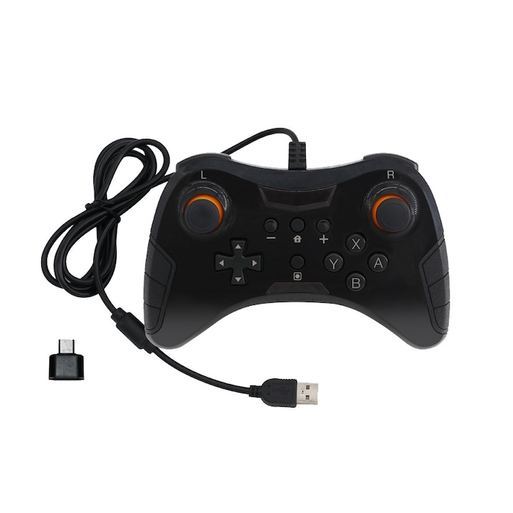 Controller joystick cu fir USB gamepad Dobe TNS-901 pentru Nintendo Switch Pro, negru