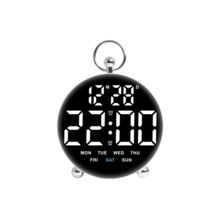 Többfunkciós LED-es dekoratív óra 8029 fehér, ébresztővel, diákasztalra