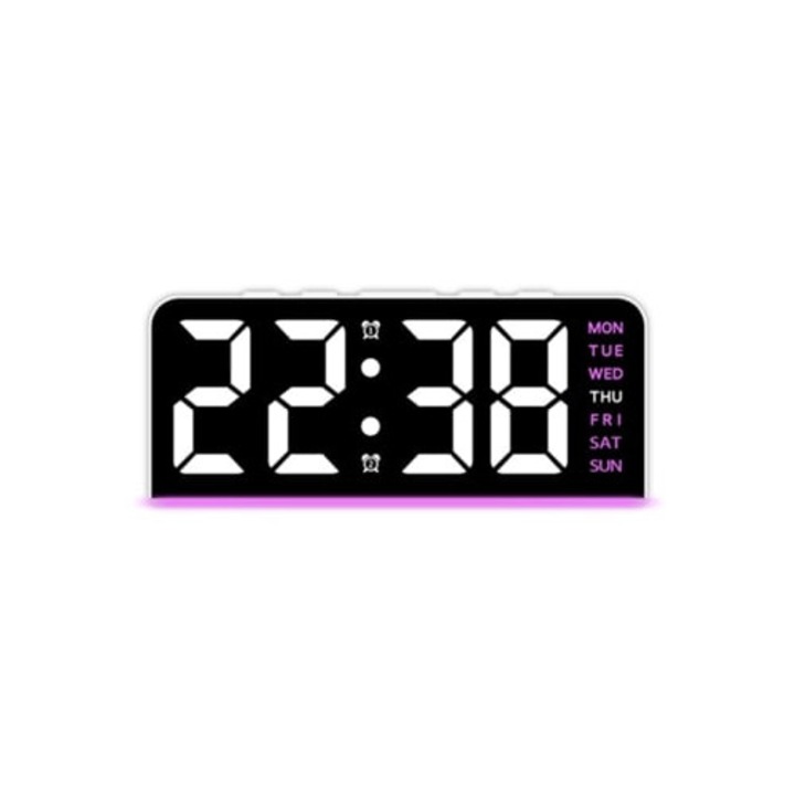 Gh8033 digitális dekorációs óra, hangulatos fény, fehér tok, rózsaszín fény