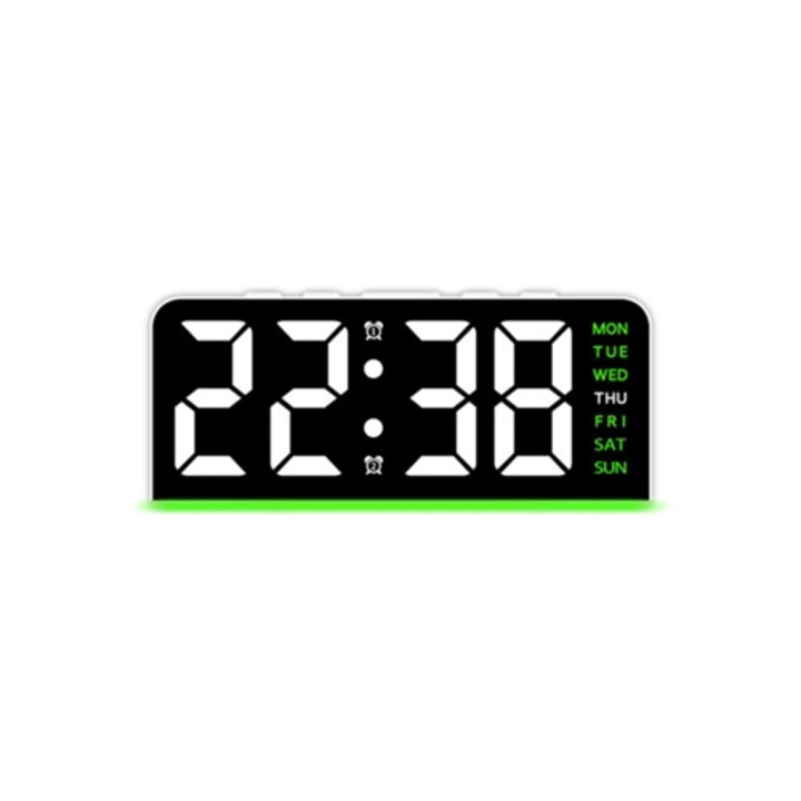 Gh8033 digitális dekorációs óra, környezeti fény, fehér tok, zöld megvilágítás