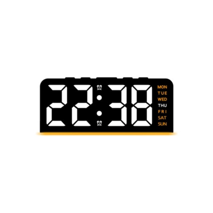 Gh8033 digitális dekoratív óra, hangulatvilágítás, fekete tok, narancssárga fény
