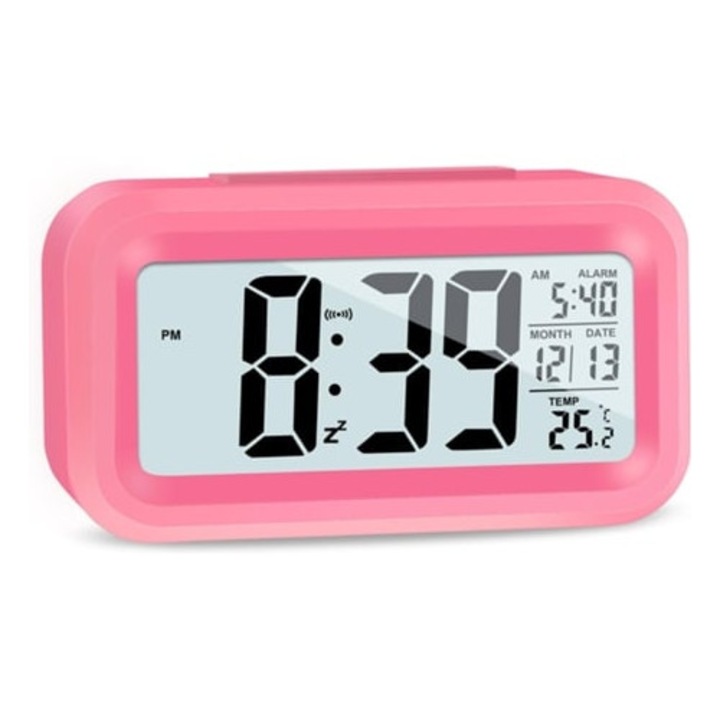 Digitális dekoratív óra, ébresztővel, piros, hőmérséklet-adatokkal