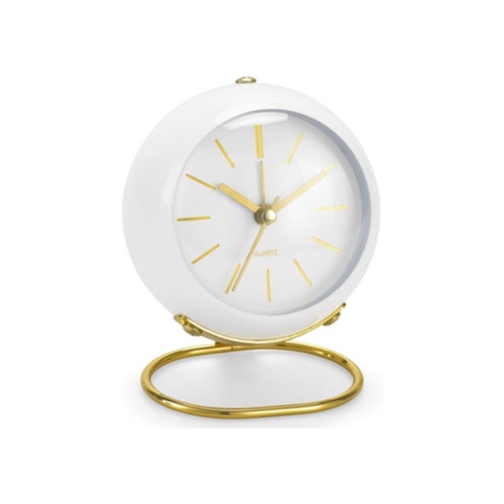 Dekoratív analóg óra, éjszakai világítás, elemes működés, kvarc szerkezet, fehér