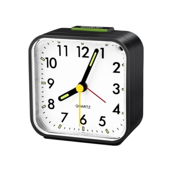 Dekoratív analóg óra, éjszakai, szundi, hordozható, fekete