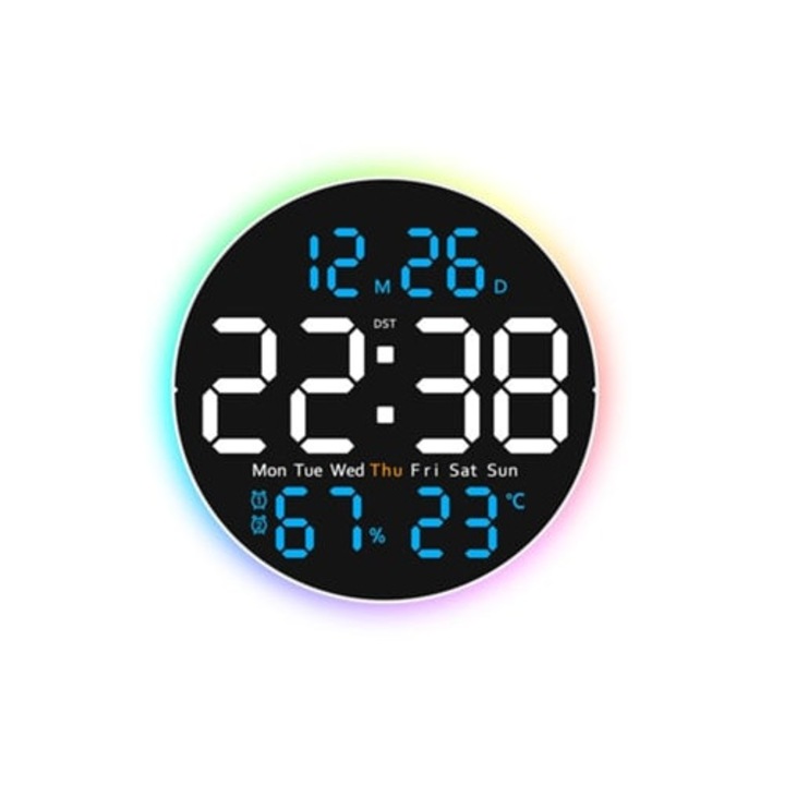 Többfunkciós dekoratív óra csendes hőmérséklet- és páratartalom kijelzővel, éjszakai fénnyel, 6672 C