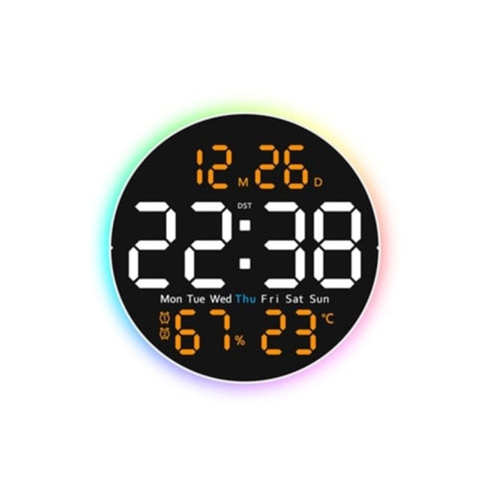 Többfunkciós dekoratív óra csendes hőmérséklet- és páratartalom-kijelzővel, éjszakai fénnyel, 6672 D