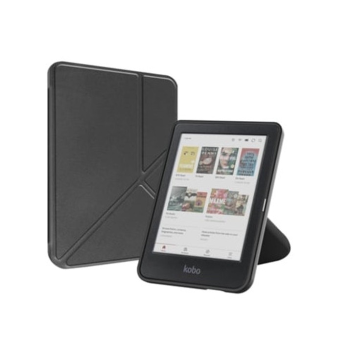Capa protectie pentru eBook Reader Kobo Clara, TPU, piele, negru