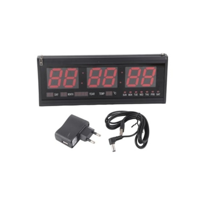 LED dekorációs óra, naptár és hőmérséklet, EU 110-240v tápellátás
