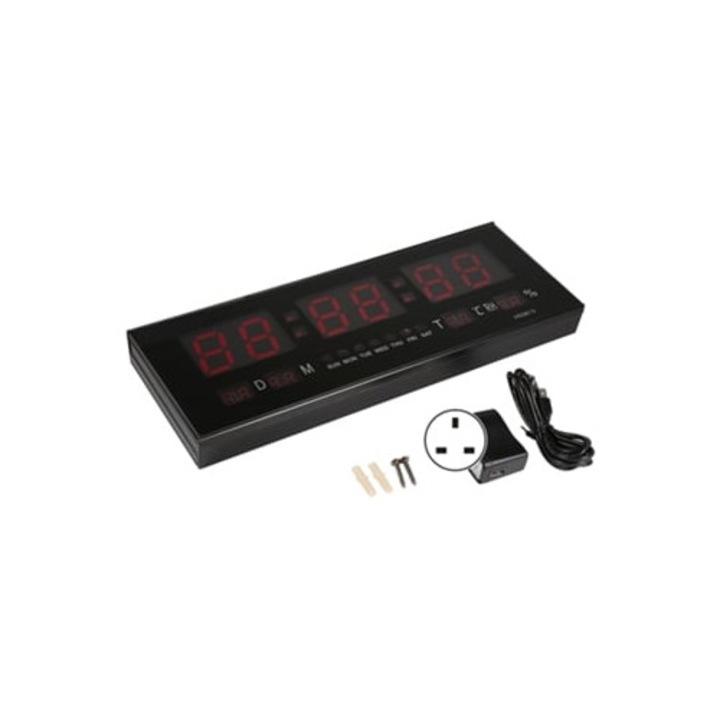 LED ébresztőóra, naptár, jumbo kijelző, néma, hőmérséklet