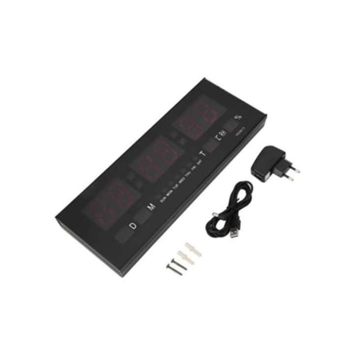 LED-es ébresztőóra, naptár, jumbo kijelző, hőmérséklet, többszínű