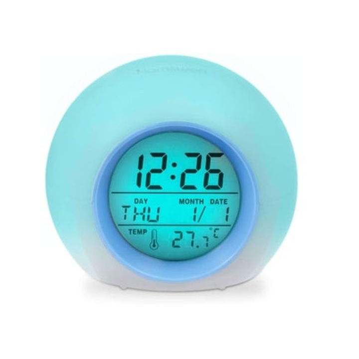Digitális dekoratív óra éjszakai fénnyel, ébresztő és szundi funkcióval, védőburkolattal