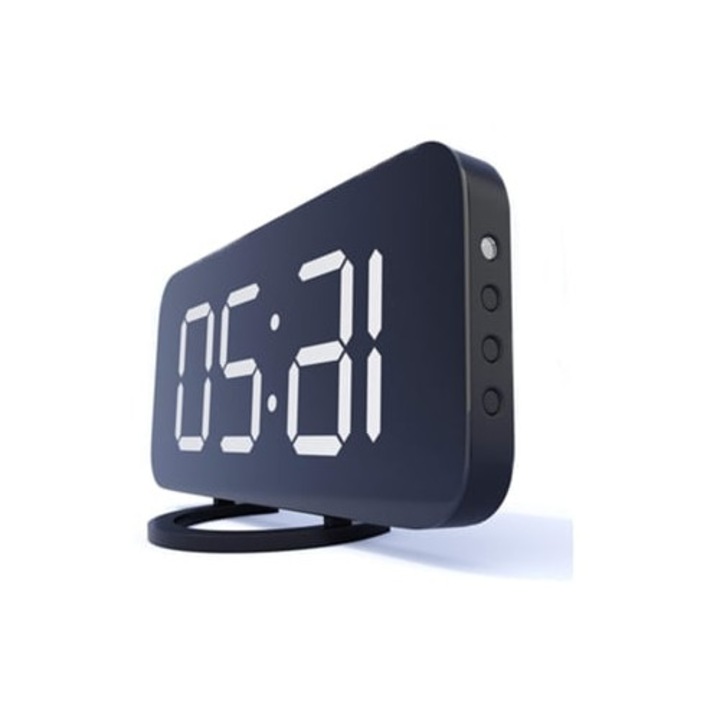 Dekoratív gyermekóra, nagy tükörfelület, LED kijelző, állítható világítás, tartalék akkumulátorral, elektromos